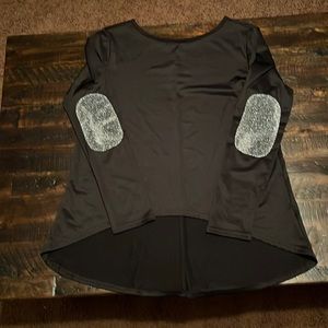 Black Long Sleeve Shirt With Silver Elbow Design